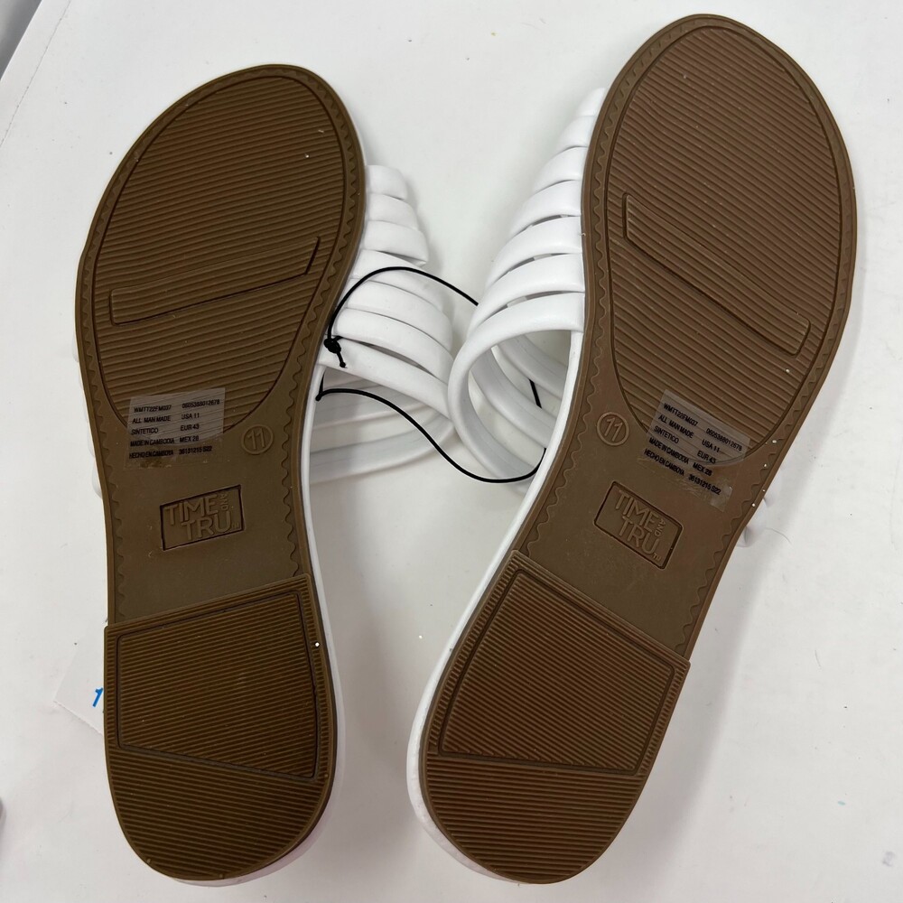 White Slides Sandals women's 11 Slip On shoes Multi-Band Memory Foam - Picture 8 of 9